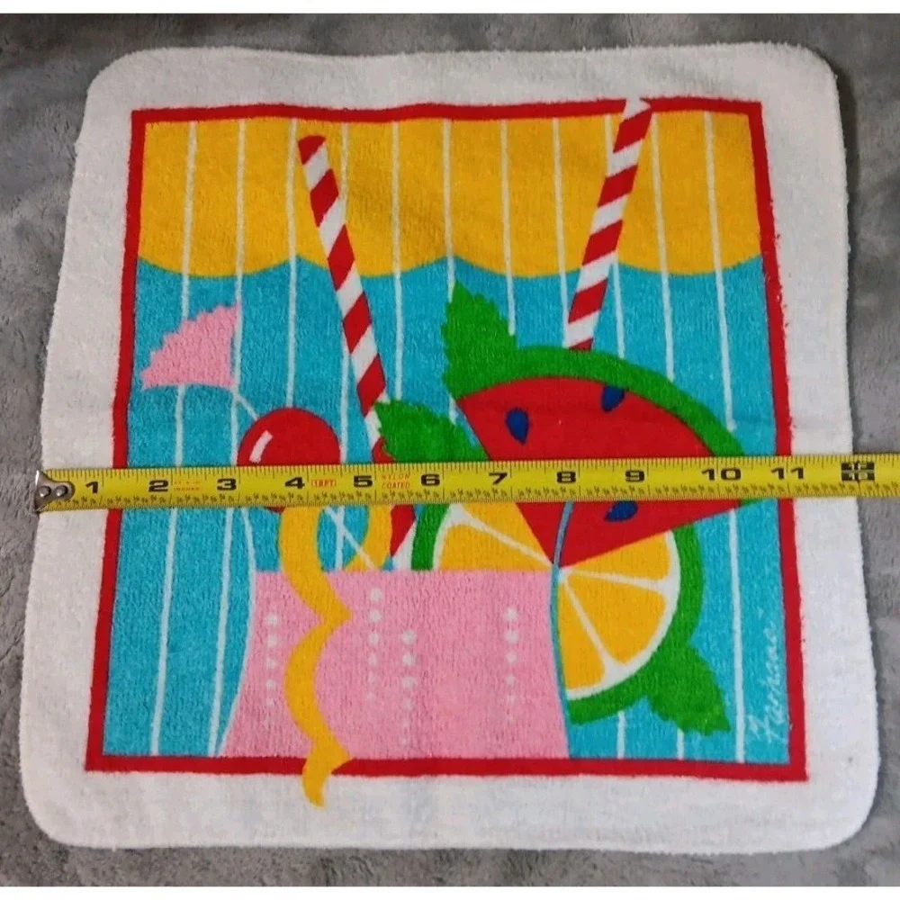 Vtg Wash Cloth Rag 12 Inch Summer Fruity Beach Vacation Drink Made in USA Unused